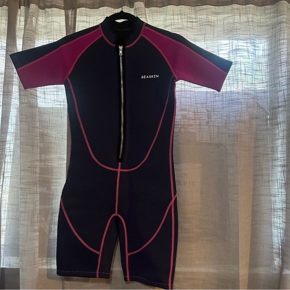 Skin Kids Swim One Piece - Black and Pink - Picture 1 of 6